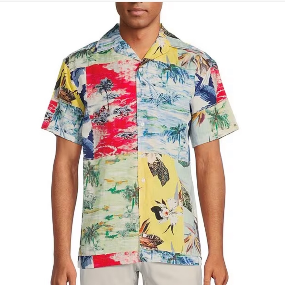 Cremieux Tropical Print Short-Sleeve Woven Camp Shirt